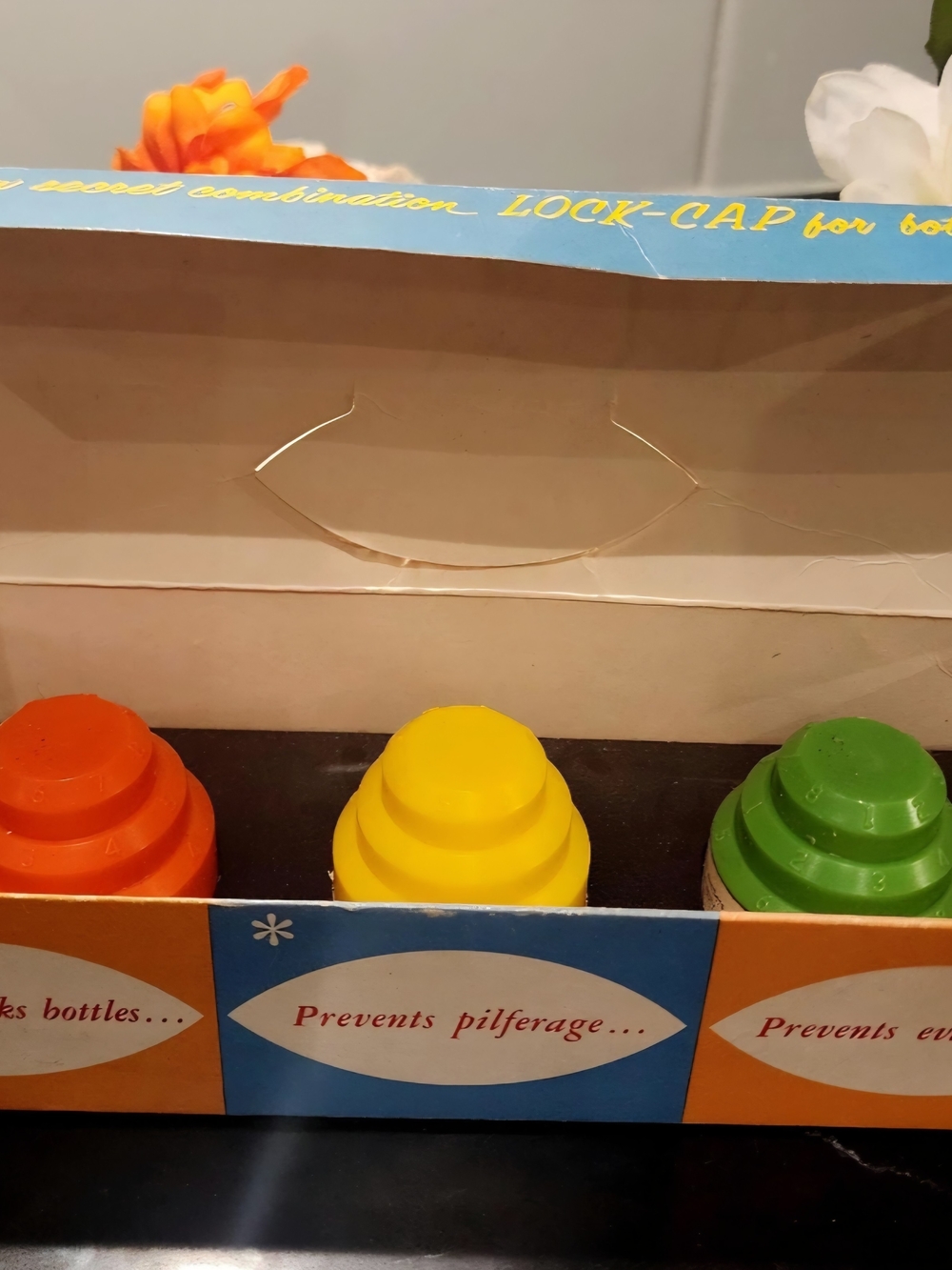 Vintage 1950s Liquor Lock Caps Set Retro Barware
